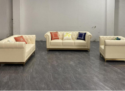 Chesterfield Sofa Couch Suite Sofa set Couches Furniture Blue 3-piece.